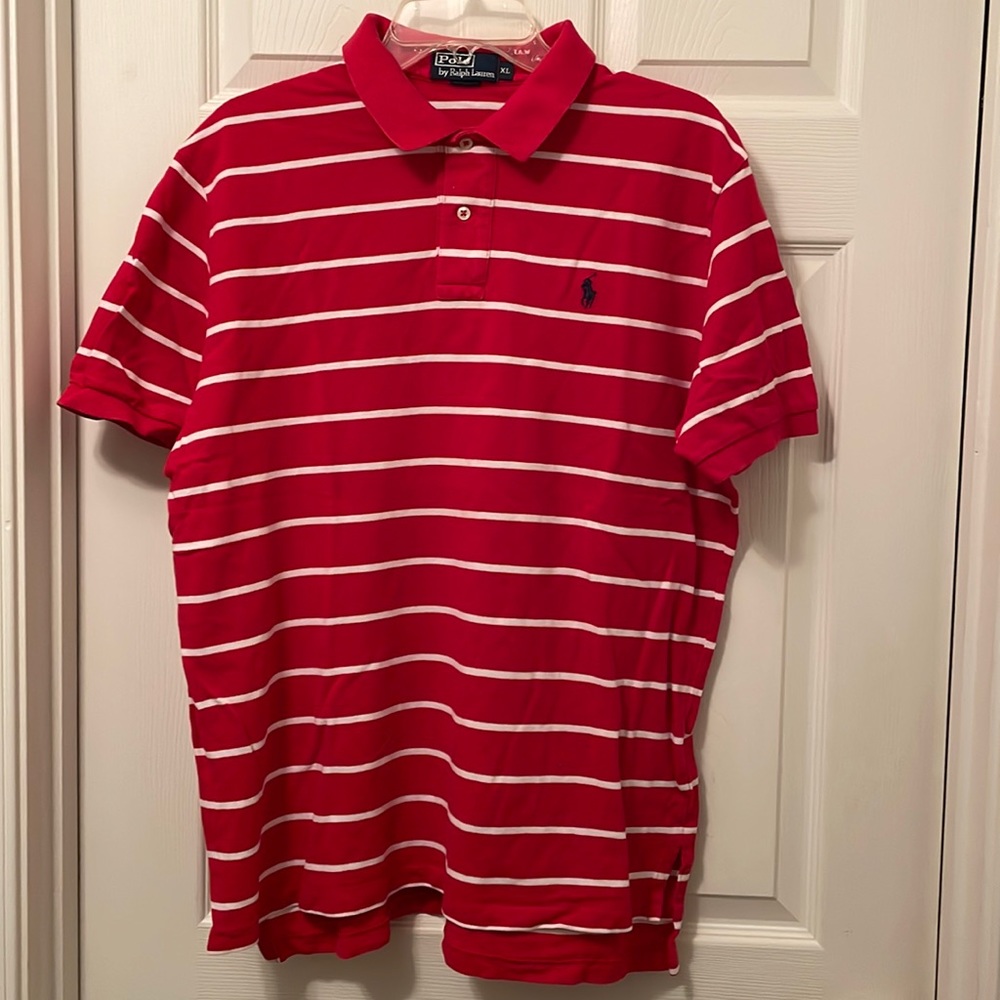 Polo Ralph Lauren Men’s Polo shirt red w/ white stripe size XL